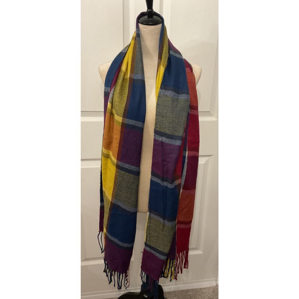 Koln Fashiuns 100% Cashmere Hand Tailored Multicolored Scarf - Picture 2 of 7
